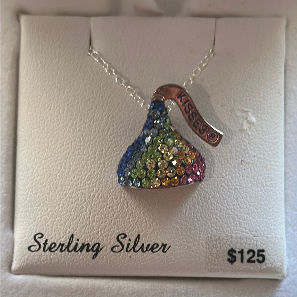 Kiss Silver Necklace Sterling Hershey's Kiss Pendant 18" .925